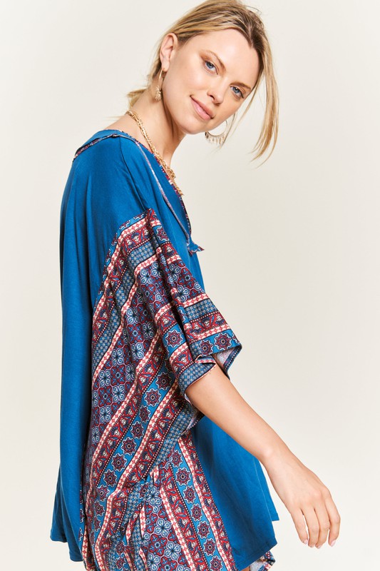 Women's Bohemian V-Neck Poncho Tunic