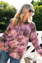 Women's Loose Fit Tie Dye Button Down Shirt