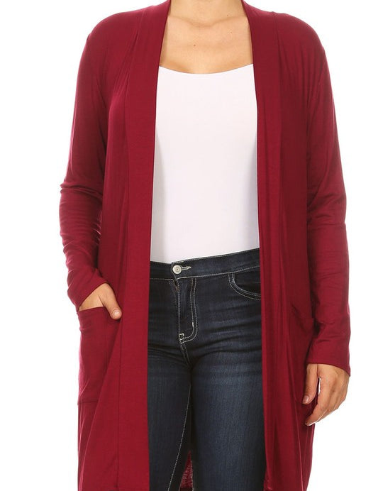 Plus size Knee length duster cardigan