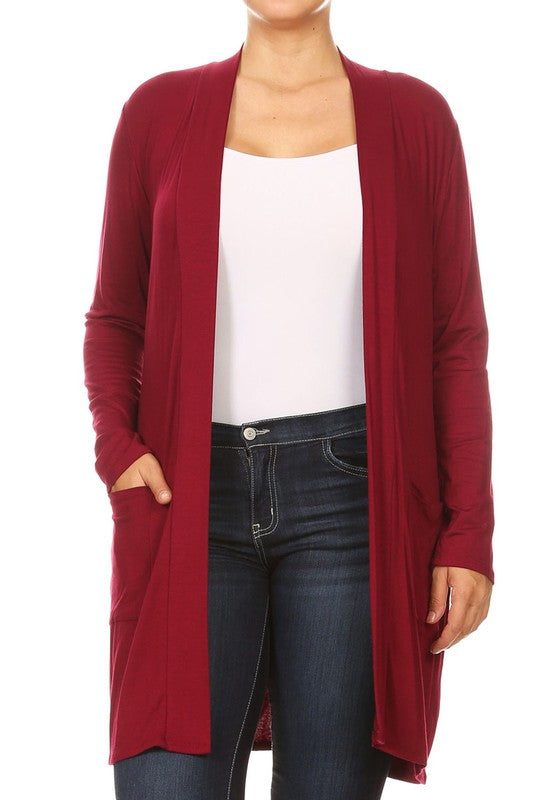 Women's Plus Size Loose Fit Knee Length Duster Cardigan