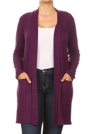 Women's Plus Size Loose Fit Knee Length Duster Cardigan