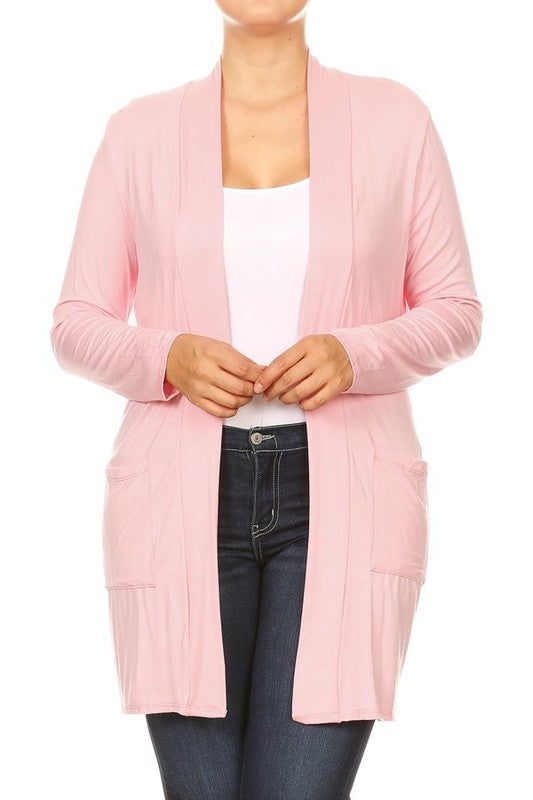 Women's Plus Size Loose Fit Knee Length Duster Cardigan