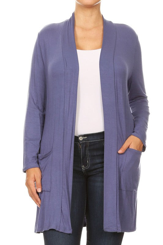 Women's Plus Size Loose Fit Knee Length Duster Cardigan