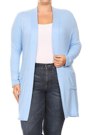 Women's Plus Size Loose Fit Knee Length Duster Cardigan