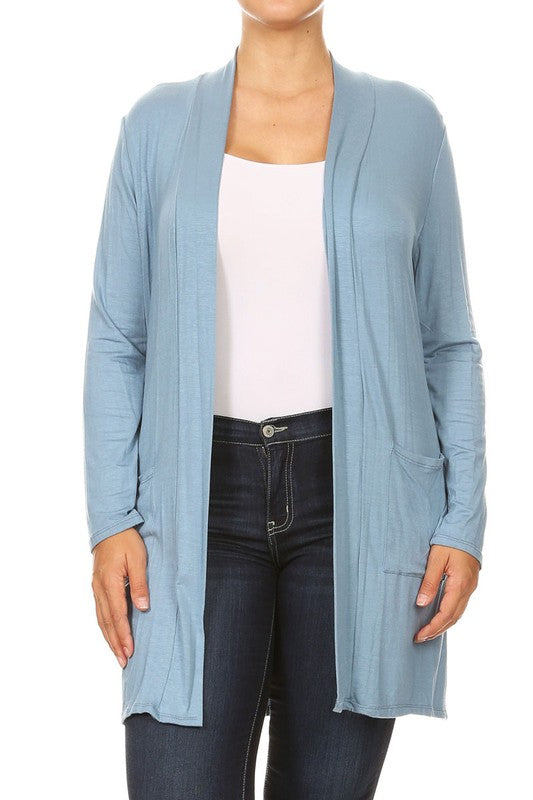 Women's Plus Size Loose Fit Knee Length Duster Cardigan