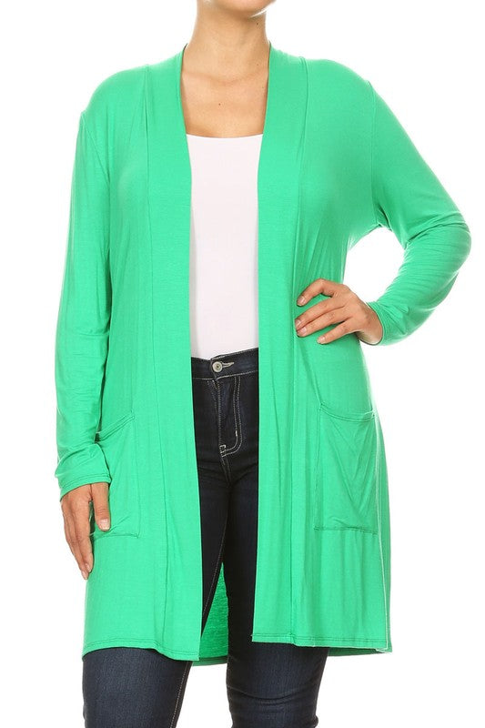 Women's Plus Size Loose Fit Knee Length Duster Cardigan