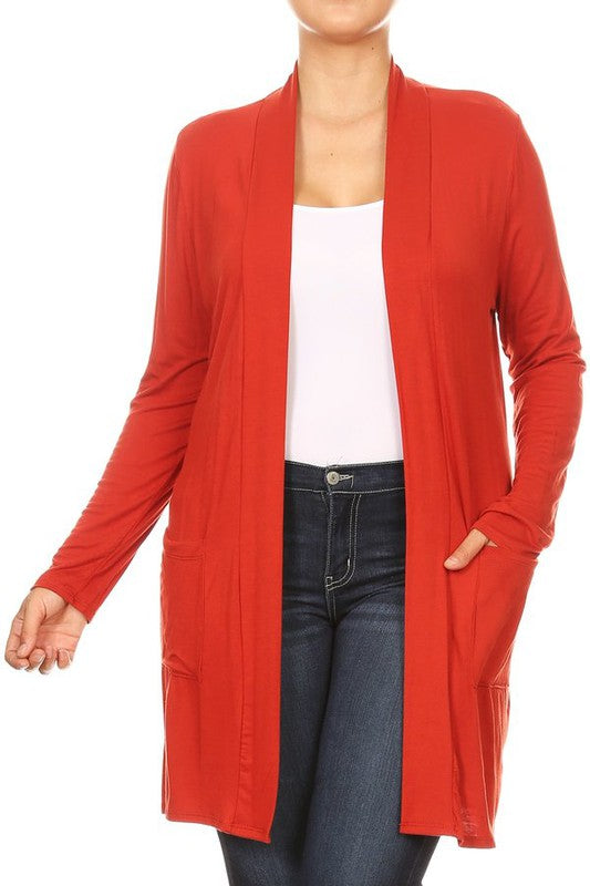 Women's Plus Size Loose Fit Knee Length Duster Cardigan