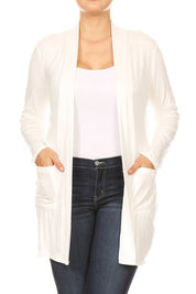 Women's Plus Size Loose Fit Knee Length Duster Cardigan