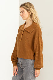 Women's Oversized Wide Collar Button Front Sweater