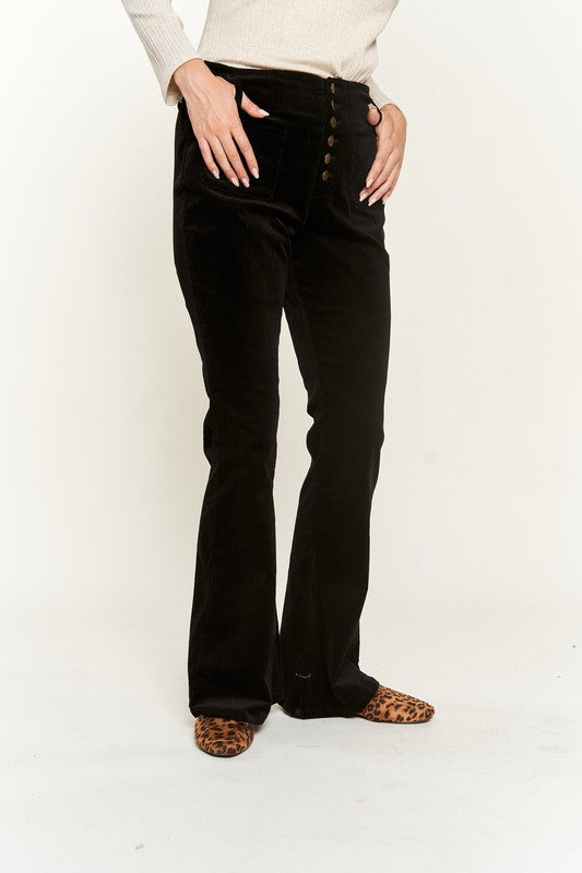 Women's High-Waist Flared Corduroy Pants