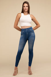 Women's High-Rise Fitted Denim Leggings