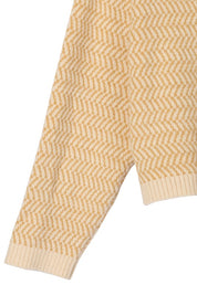 Women's Casual Herringbone Pattern Crew Neck Sweater