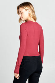 Women's Ribbed Long Sleeve Cropped Top