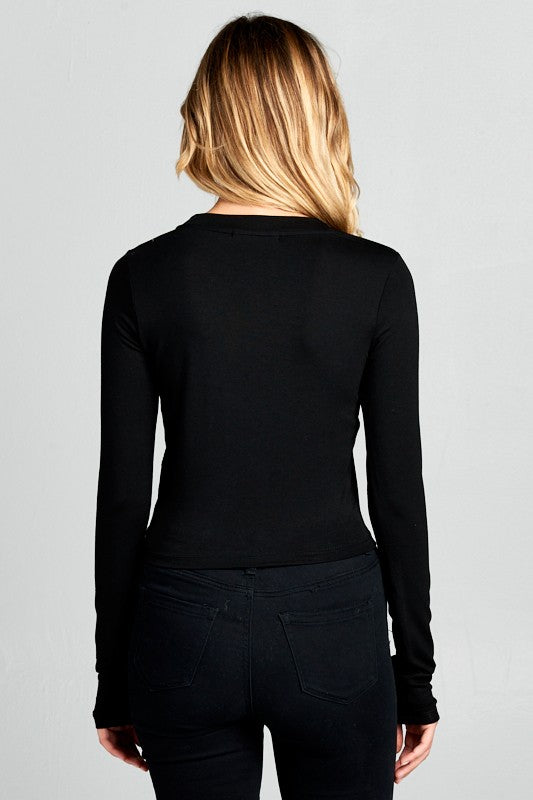 Women's Ribbed Long Sleeve Cropped Top