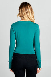 Women's Ribbed Long Sleeve Cropped Top