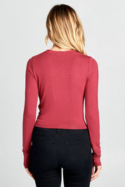 Women's Ribbed Long Sleeve Cropped Top