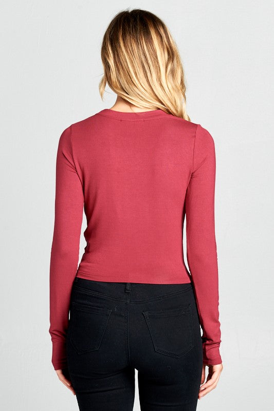 Women's Ribbed Long Sleeve Cropped Top