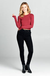 Women's Ribbed Long Sleeve Cropped Top