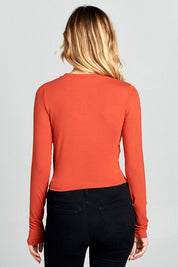 Women's Ribbed Long Sleeve Cropped Top