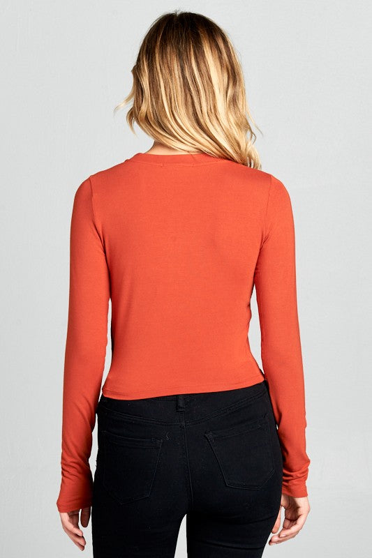 Women's Ribbed Long Sleeve Cropped Top