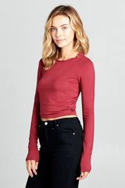 Women's Ribbed Long Sleeve Cropped Top