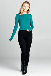 Women's Ribbed Long Sleeve Cropped Top