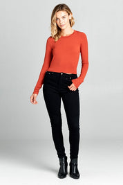 Women's Ribbed Long Sleeve Cropped Top