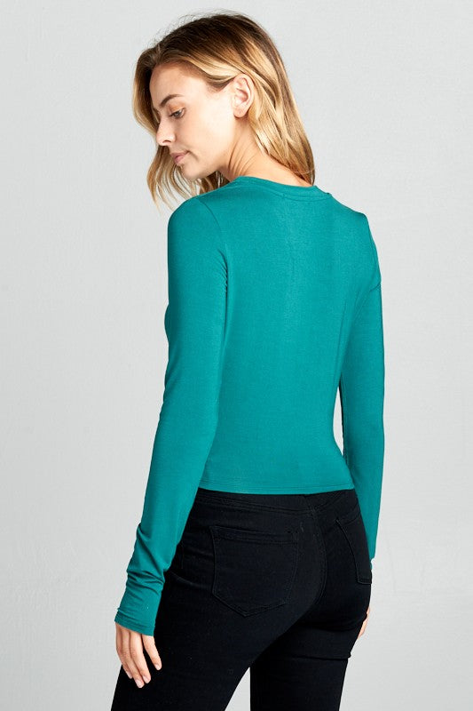 Women's Ribbed Long Sleeve Cropped Top