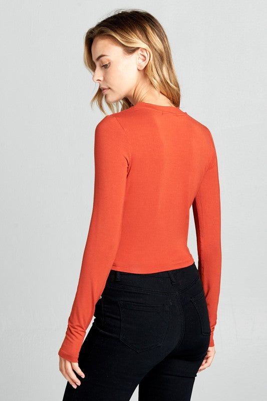 Women's Ribbed Long Sleeve Cropped Top