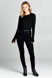 Women's Ribbed Long Sleeve Cropped Top