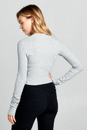 Women's Long Sleeve Ribbed Cropped Top