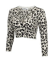 Women's Cropped Leopard Print Bolero Cardigan Sweater