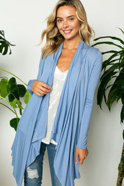 Women's Casual Long Sleeve Solid Jersey Cascade Cardigan