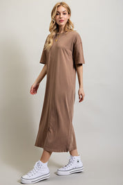 Women's Casual Loose Fit Cotton Midi Dress