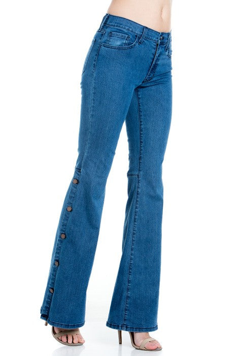 Women's High Waist Wide Leg Flare Denim Pants