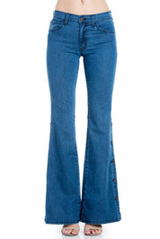 Women's High Waist Wide Leg Flare Denim Pants