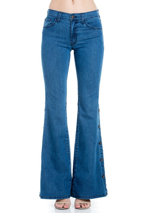 Women's High Waist Wide Leg Flare Denim Pants