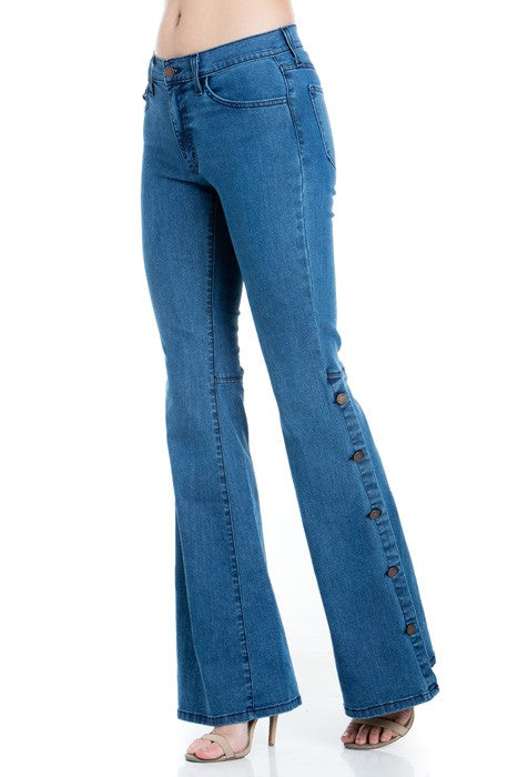 Women's High Waist Wide Leg Flare Denim Pants