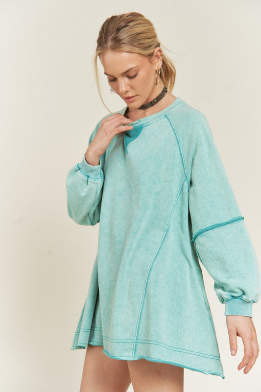 Women's Colorwash Tunic Sweatshirt with Pockets