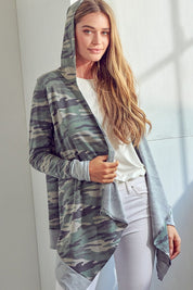 Plus Size Casual Camouflage Cascade Cardigan