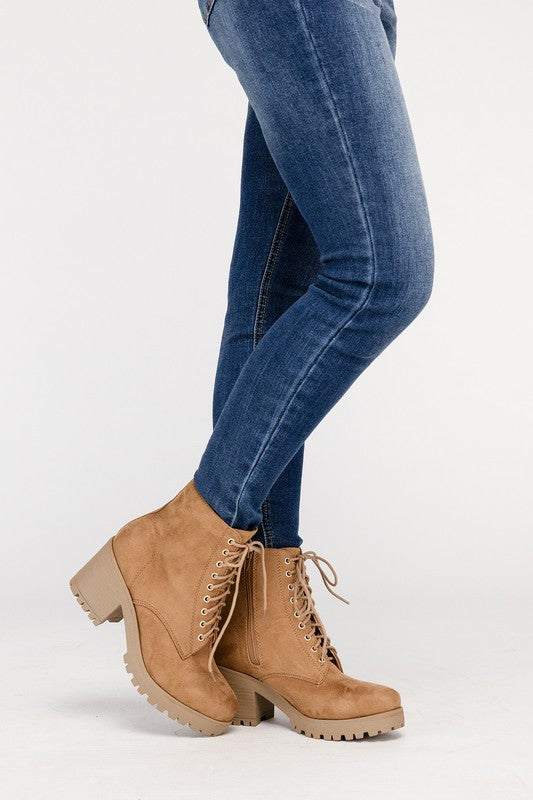 Women's Fuzzy Lace-Up Combat Boots