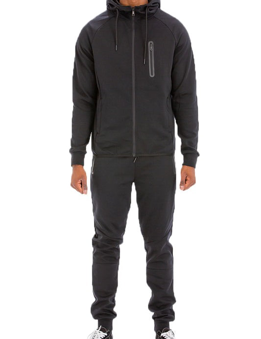 Men's Full Zip Solid Color Track Set