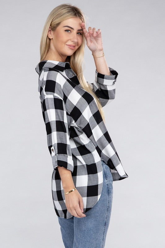 Women's Casual Plaid Flannel Shirt