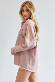 Women's Loose Fit Button Down Shirt with Pockets