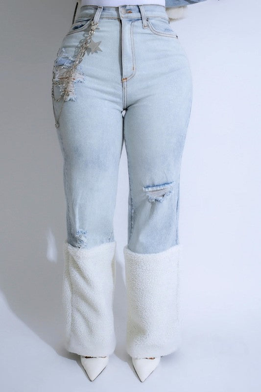 Women's High Rise Ice Blue Wide Leg Jeans