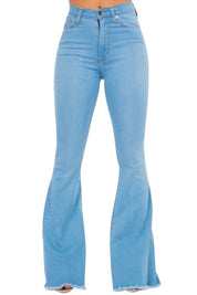 Women's High Rise Light Blue Bell Bottom Jeans