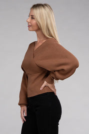 Women's Viscose Cross Wrap Pullover Sweater