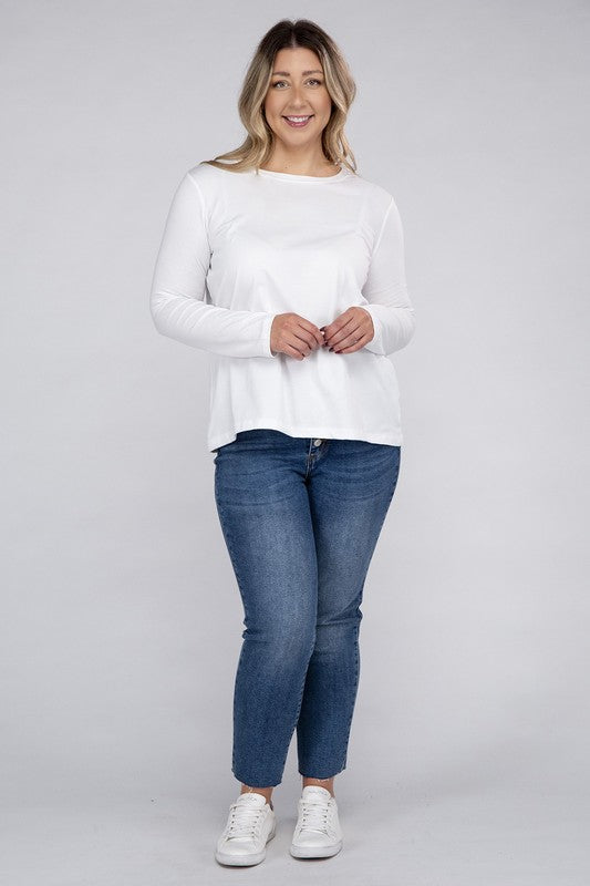 Women's Relaxed Fit Plus Cotton Long Sleeve T-Shirt