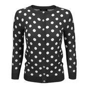 Women's Polka Dot Jacquard 3/4 Sleeve Cardigan Sweater