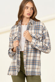 Women's Checkered Print Button-Front Top